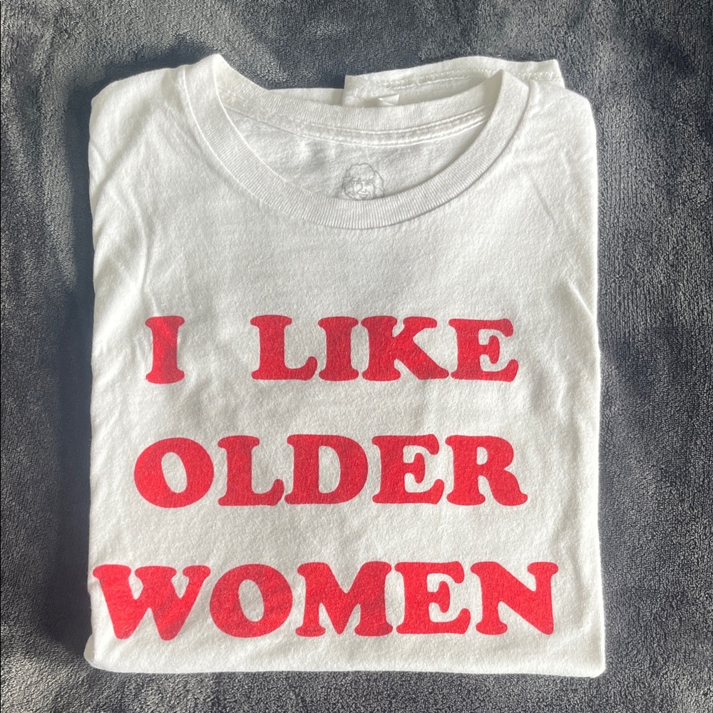 White Graphic Tee with Bold Red Statement Print